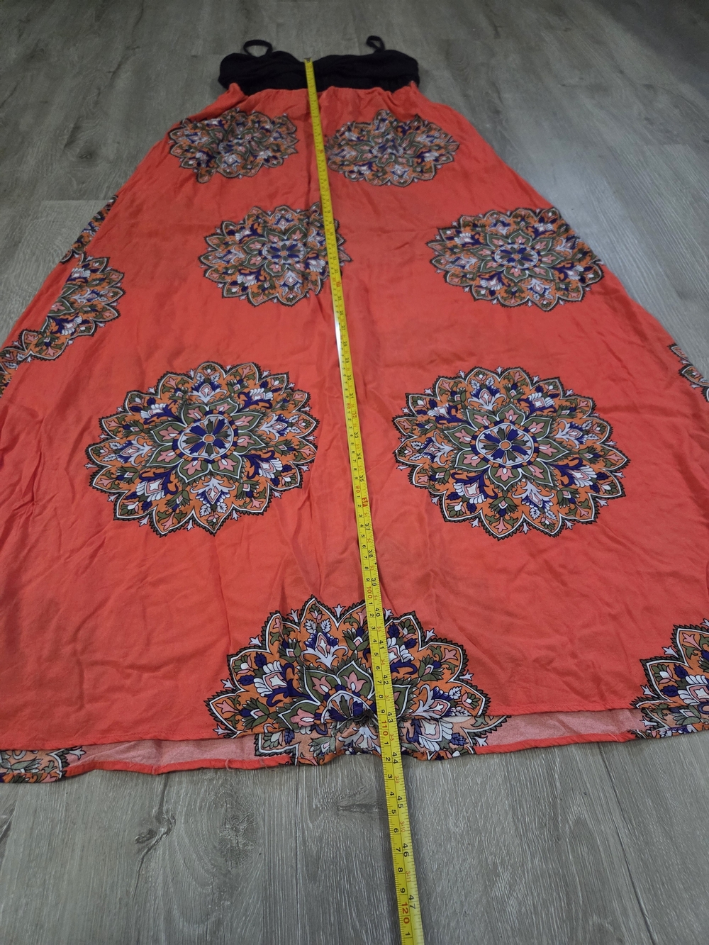Anthropology Lilka Black & Coral Printed Maxi Dress - XS - Picture 6 of 10
